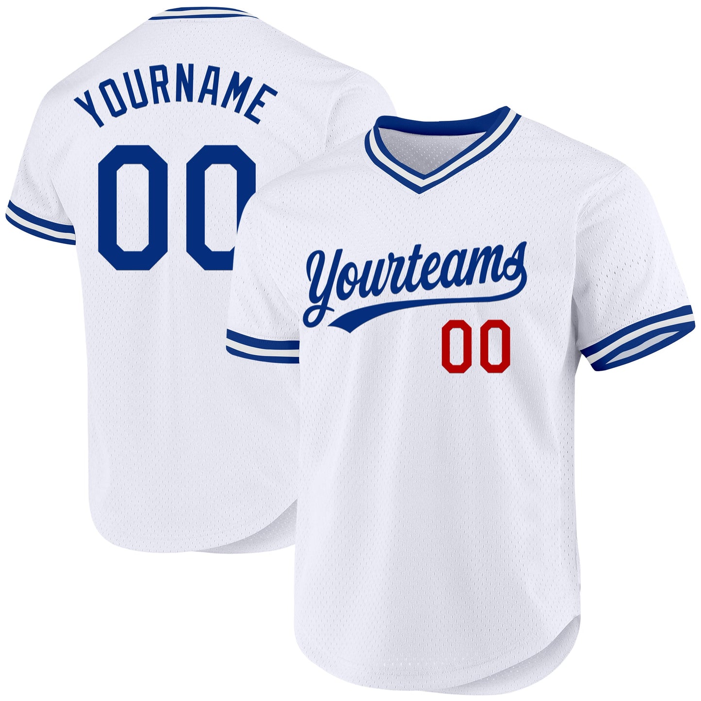 Custom White Royal-Red Authentic Throwback Baseball Jersey - Main View