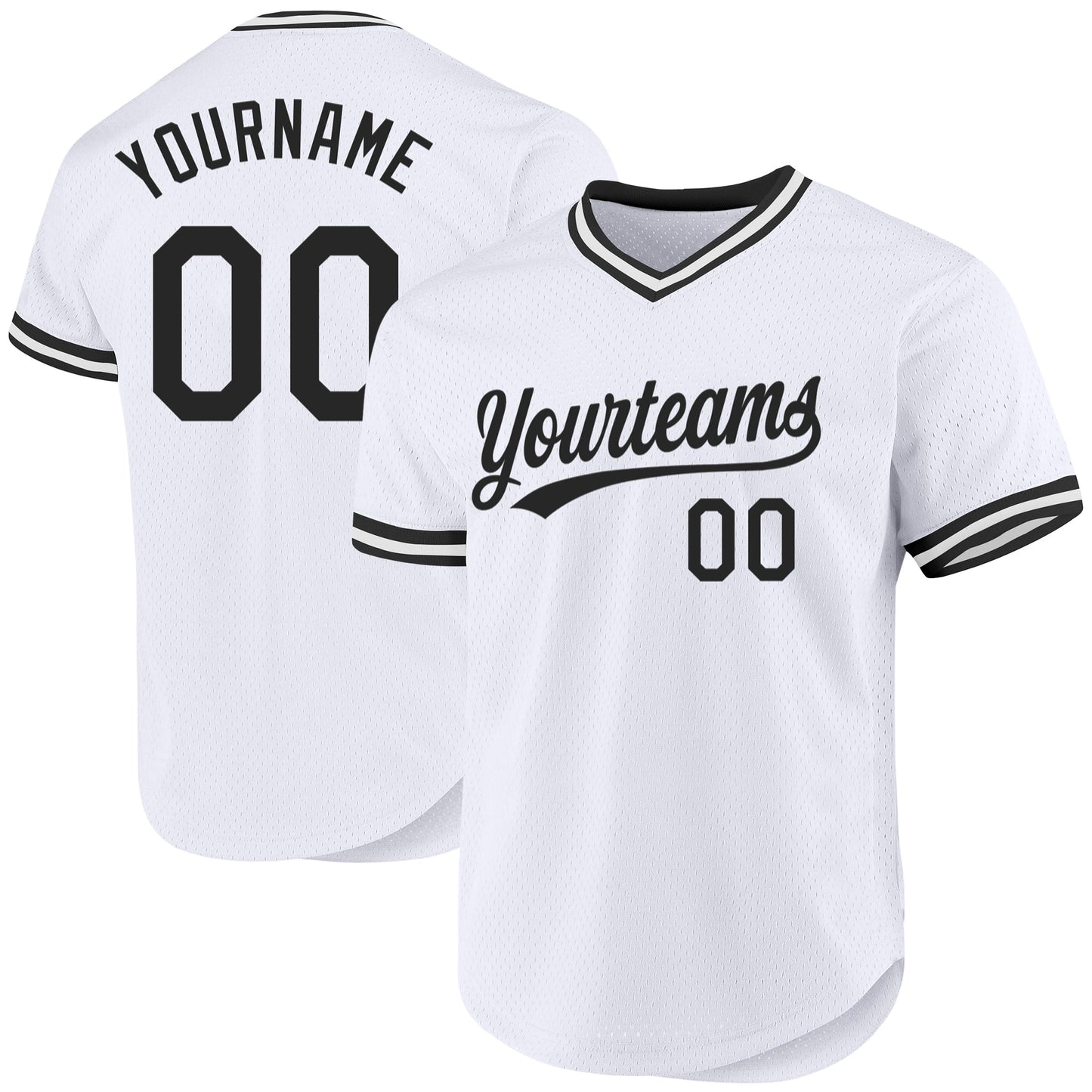 Custom White Black Authentic Throwback Baseball Jersey - Main View
