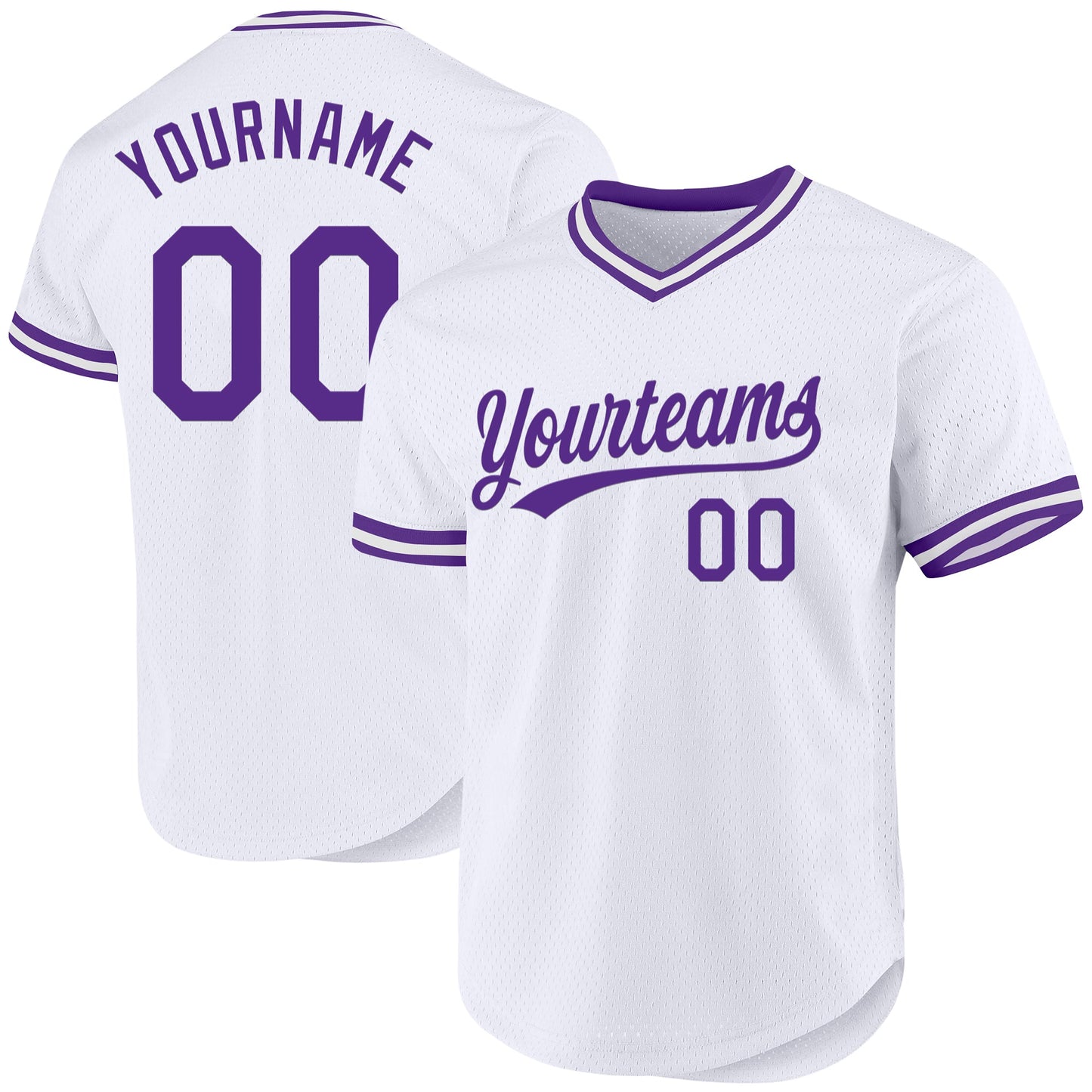 Custom White Purple Authentic Throwback Baseball Jersey - Main View