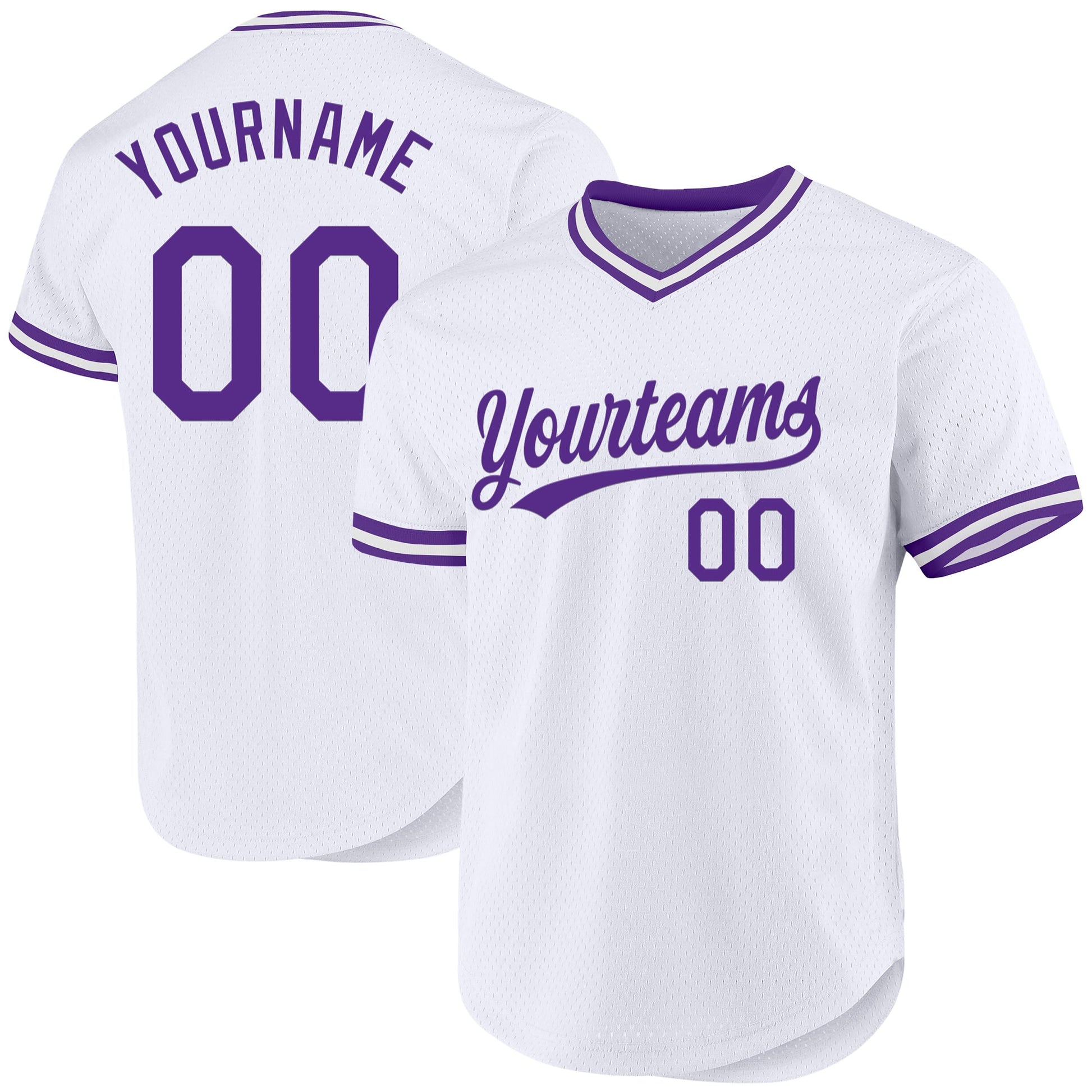 Custom White Purple Authentic Throwback Baseball Jersey - Main View