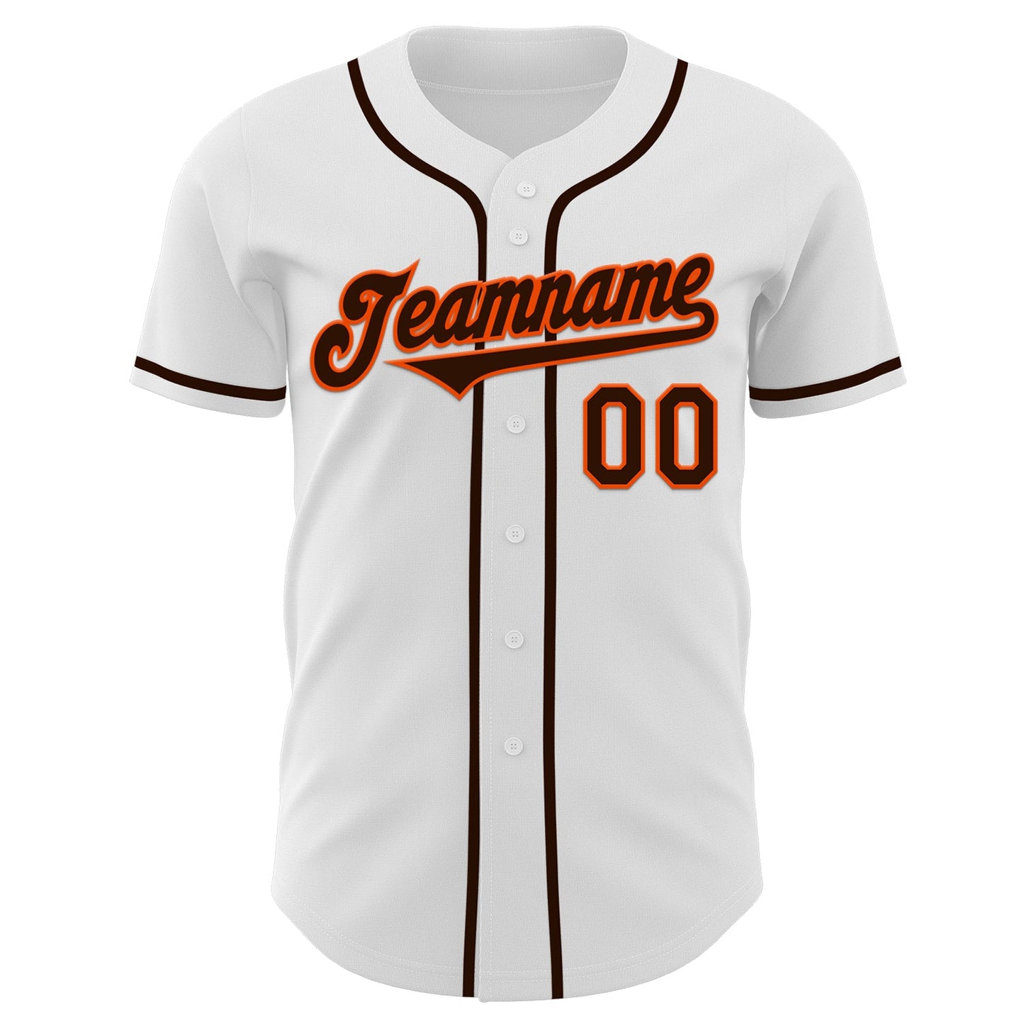 Custom White Brown-Orange Authentic Baseball Jersey view 2