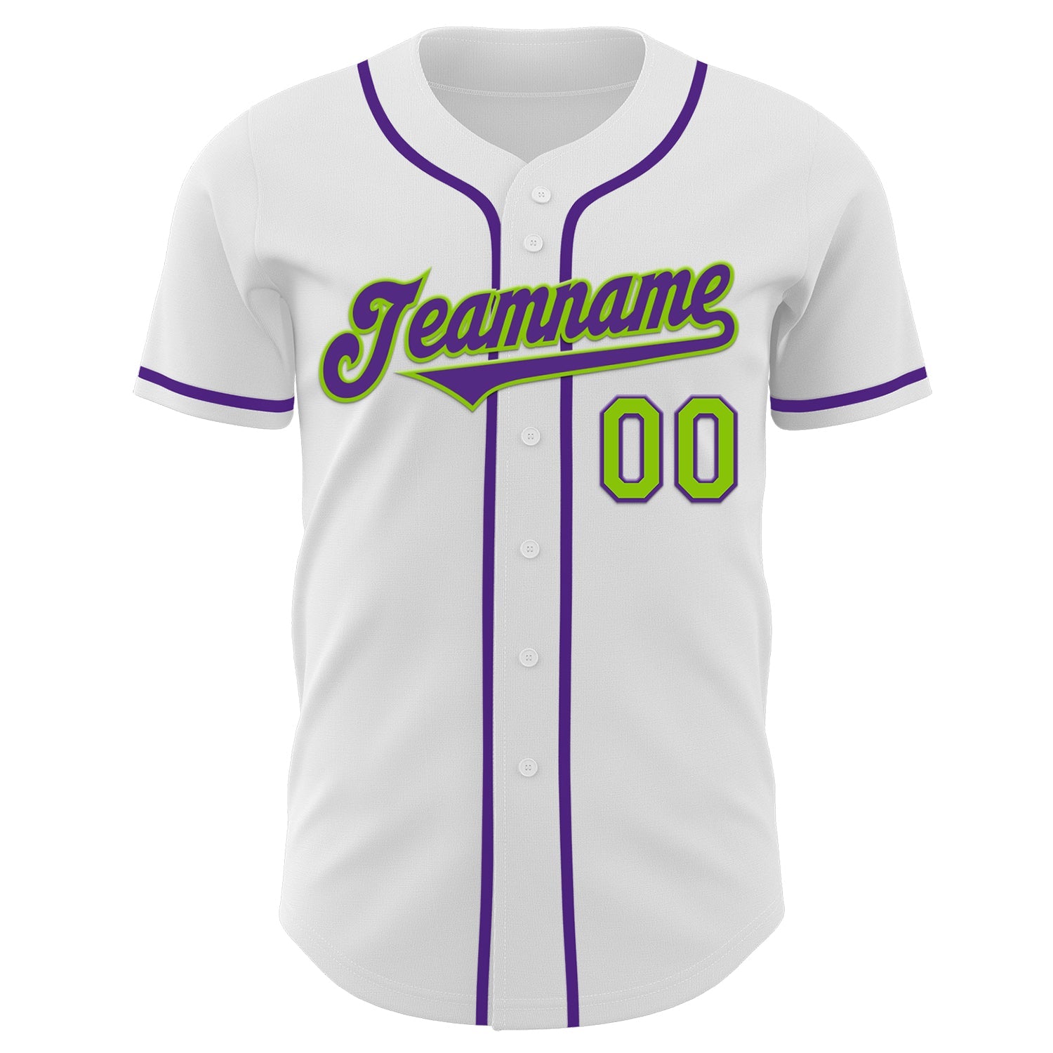 Custom White Purple-Neon Green Authentic Baseball Jersey view 2