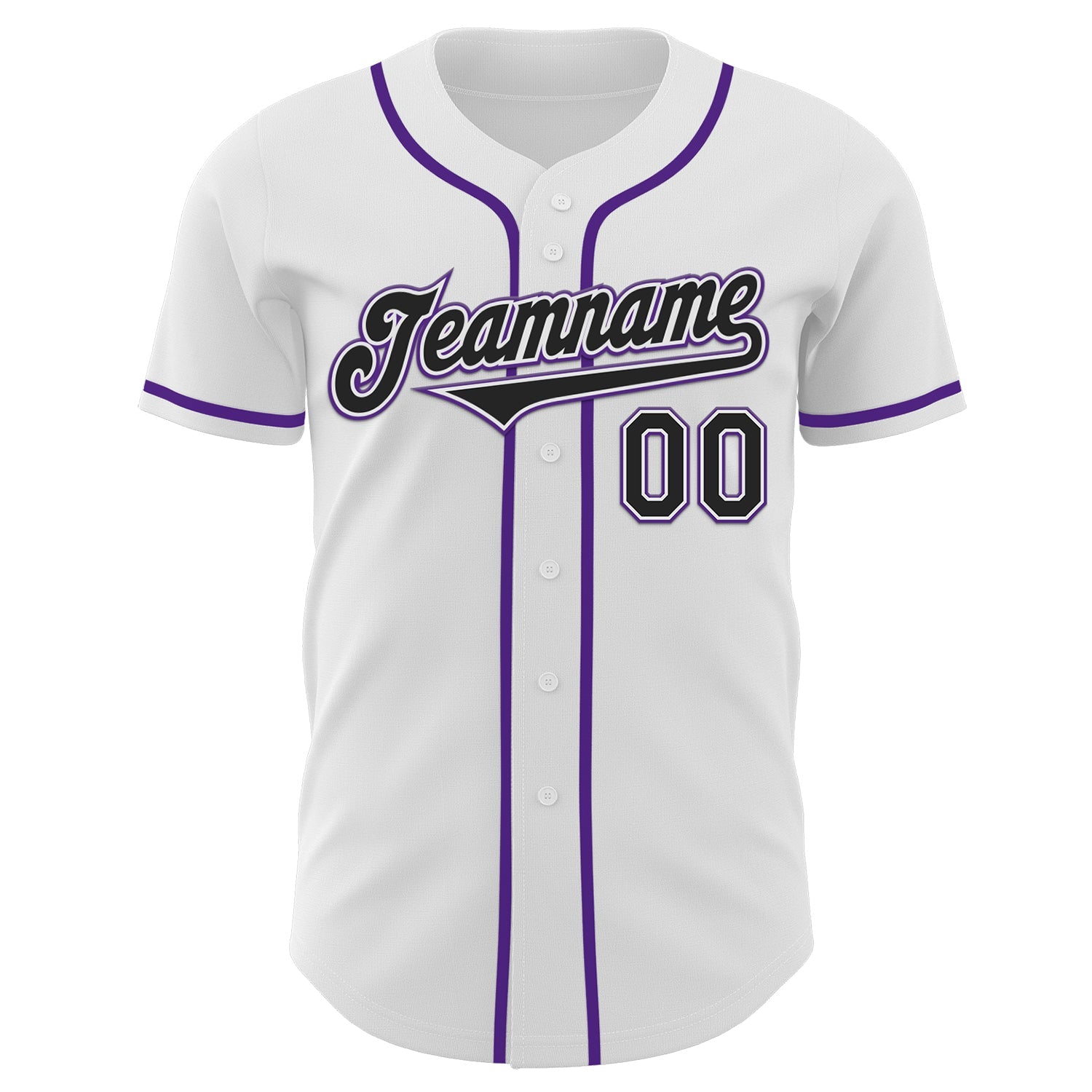 Custom White Black-Purple Authentic Baseball Jersey view 2