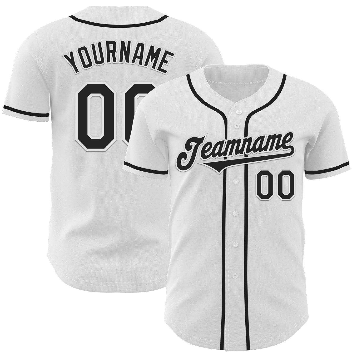 Custom White Black Authentic Baseball Jersey - Main View