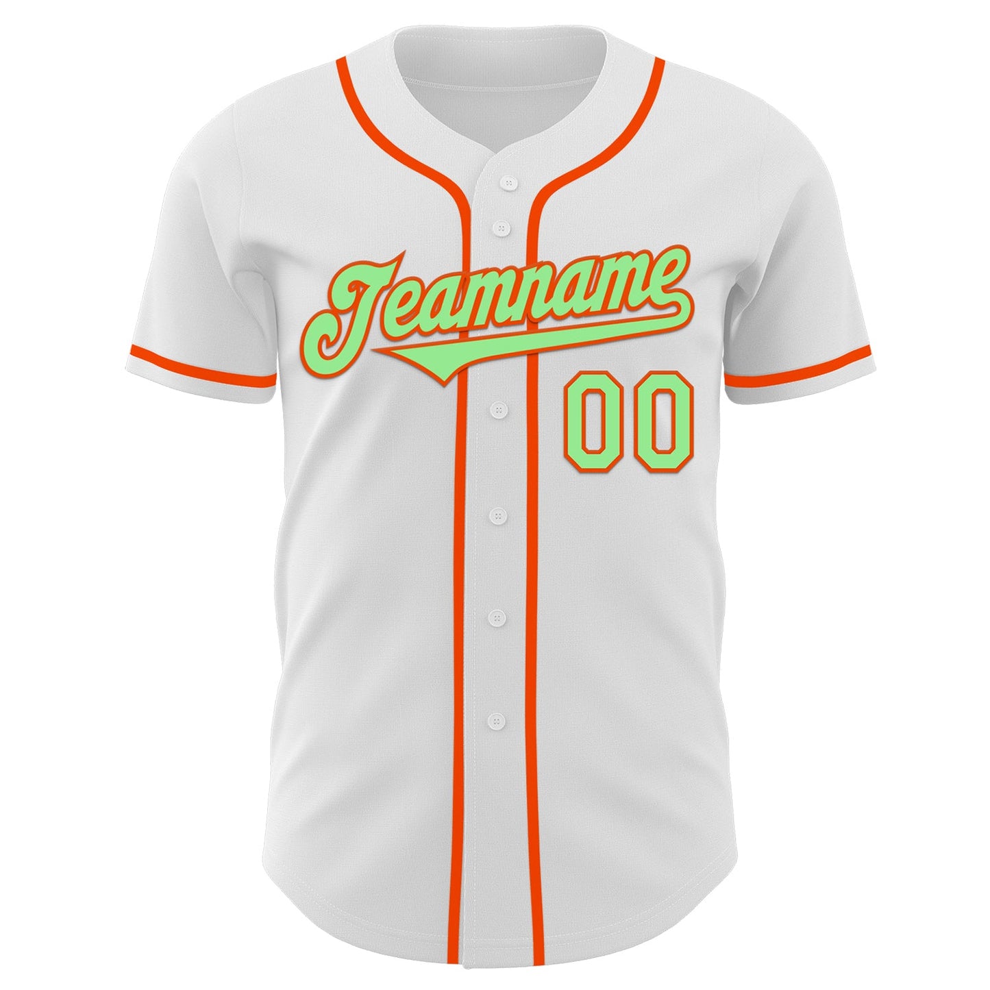 Custom White Pea Green-Orange Authentic Baseball Jersey view 2