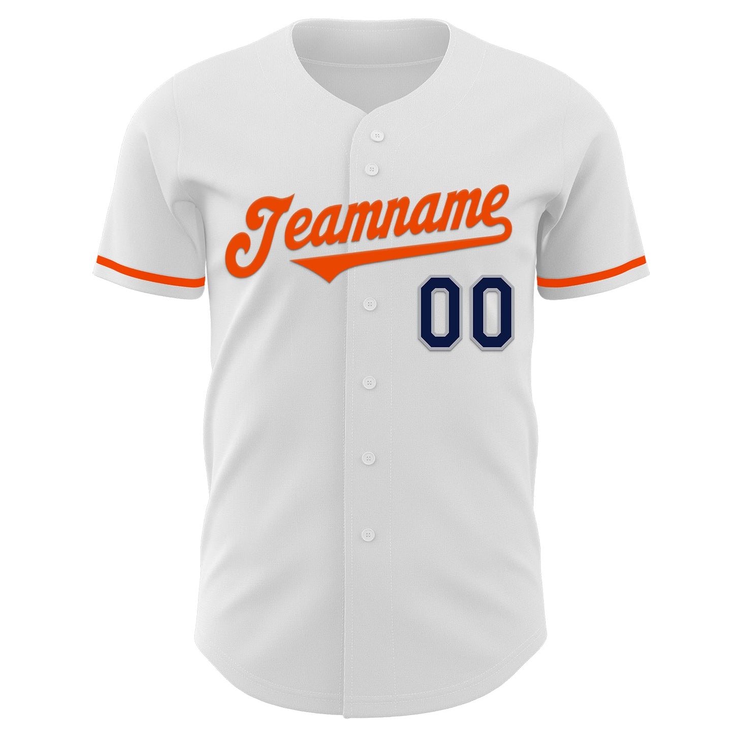 Custom White Navy Gray-Orange Authentic Baseball Jersey view 2