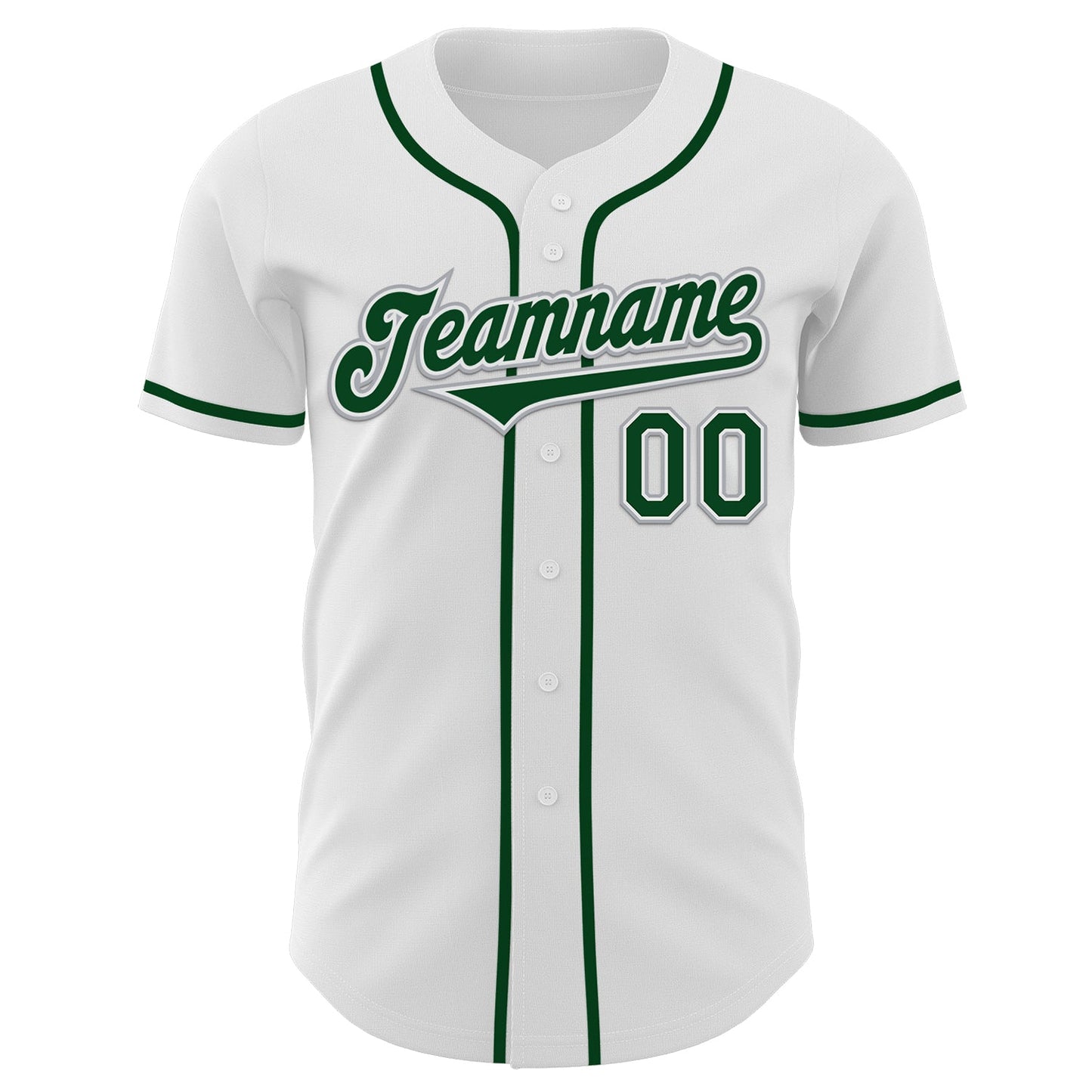 Custom White Green-Gray Authentic Baseball Jersey view 2