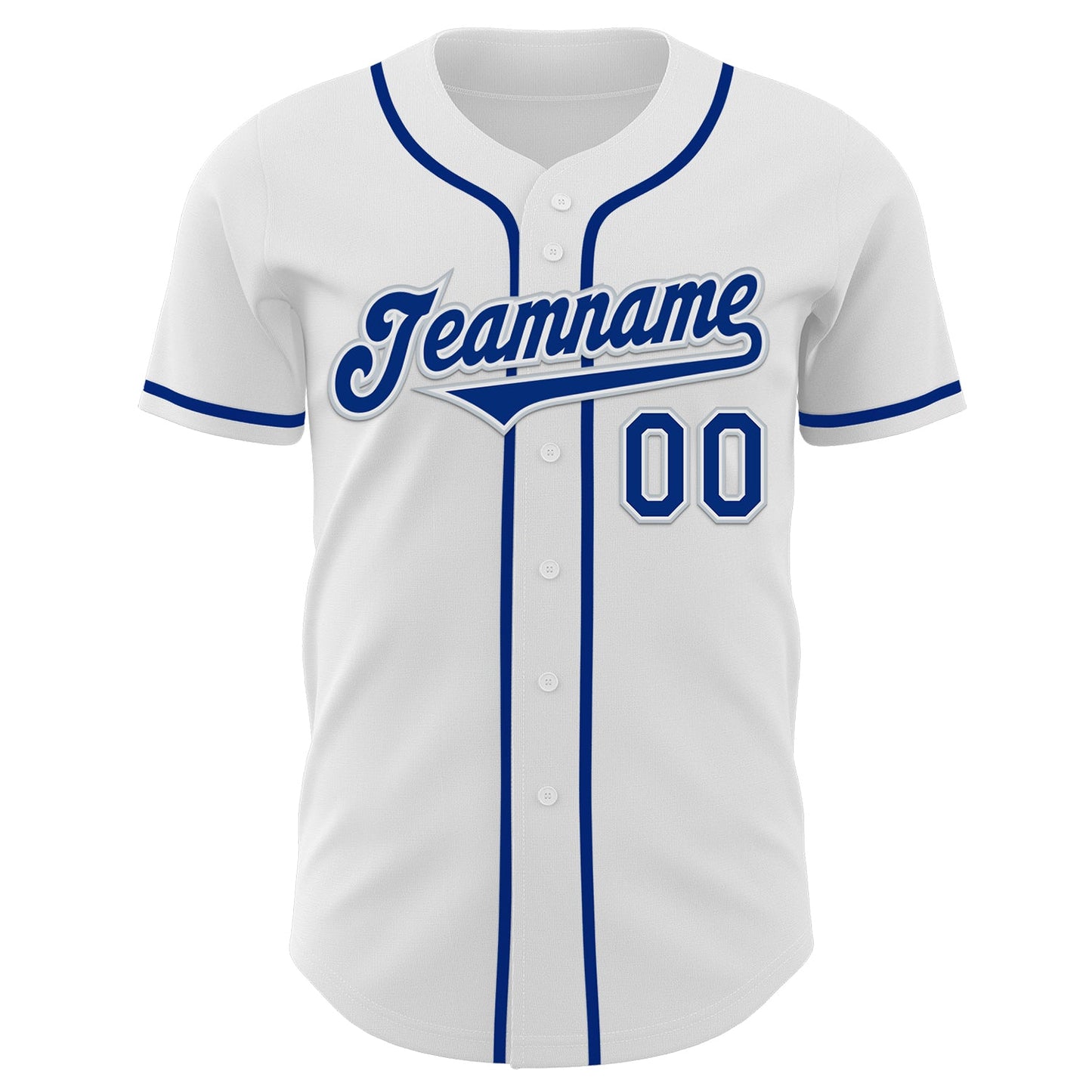 Custom White Royal-Silver Authentic Baseball Jersey view 2