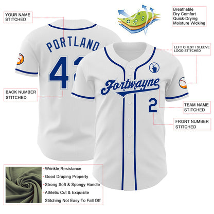 Custom White Royal-Silver Authentic Baseball Jersey view 3