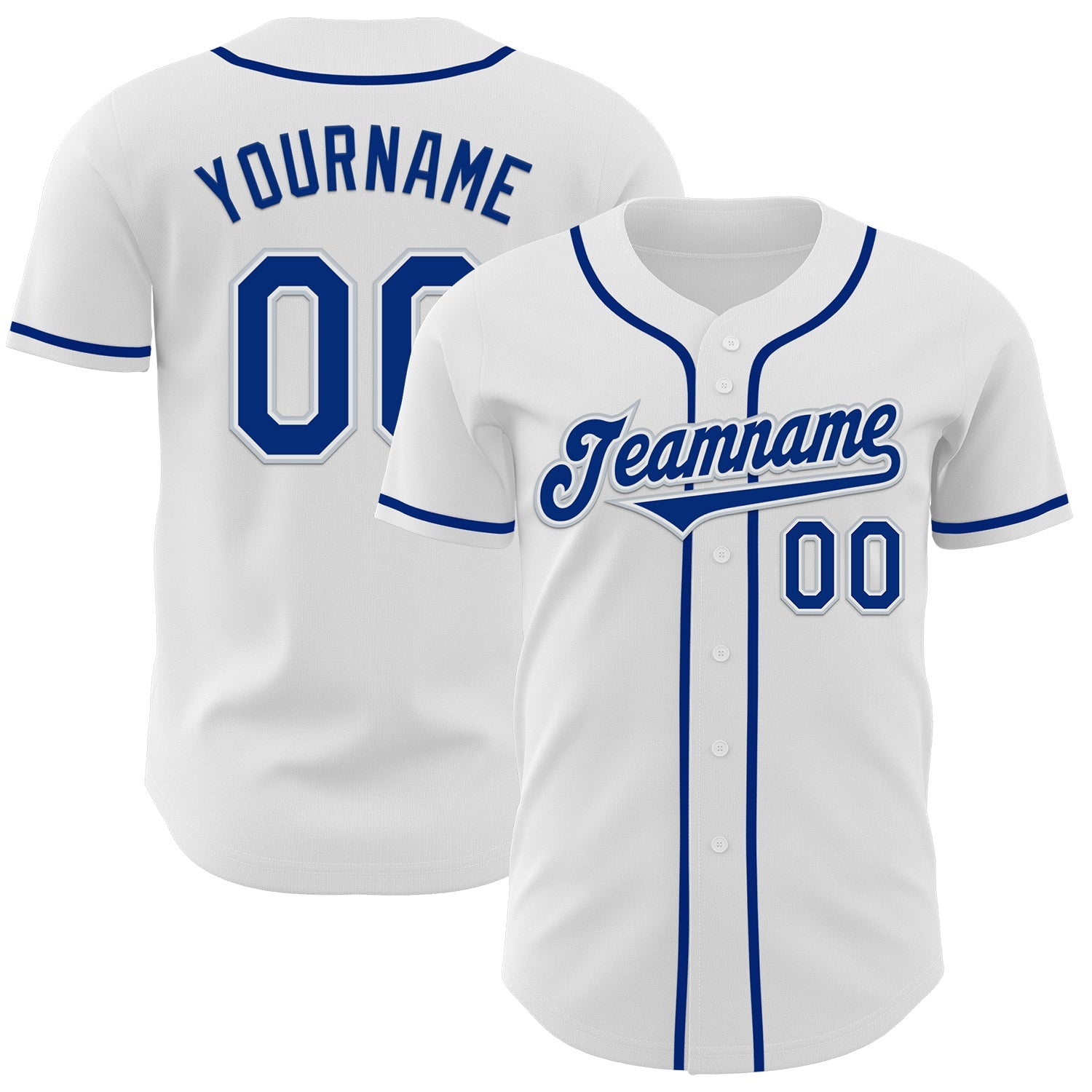 Custom White Royal-Silver Authentic Baseball Jersey - Main View