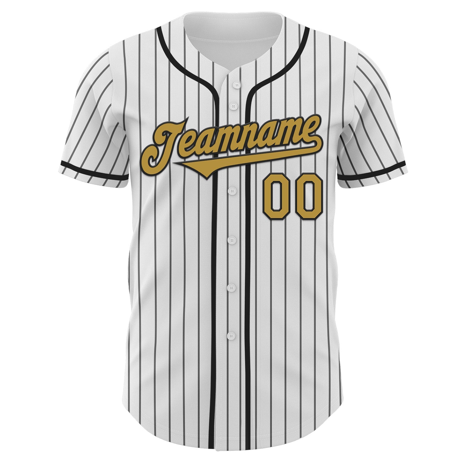 Custom White Black Pinstripe Old Gold Authentic Baseball Jersey view 2