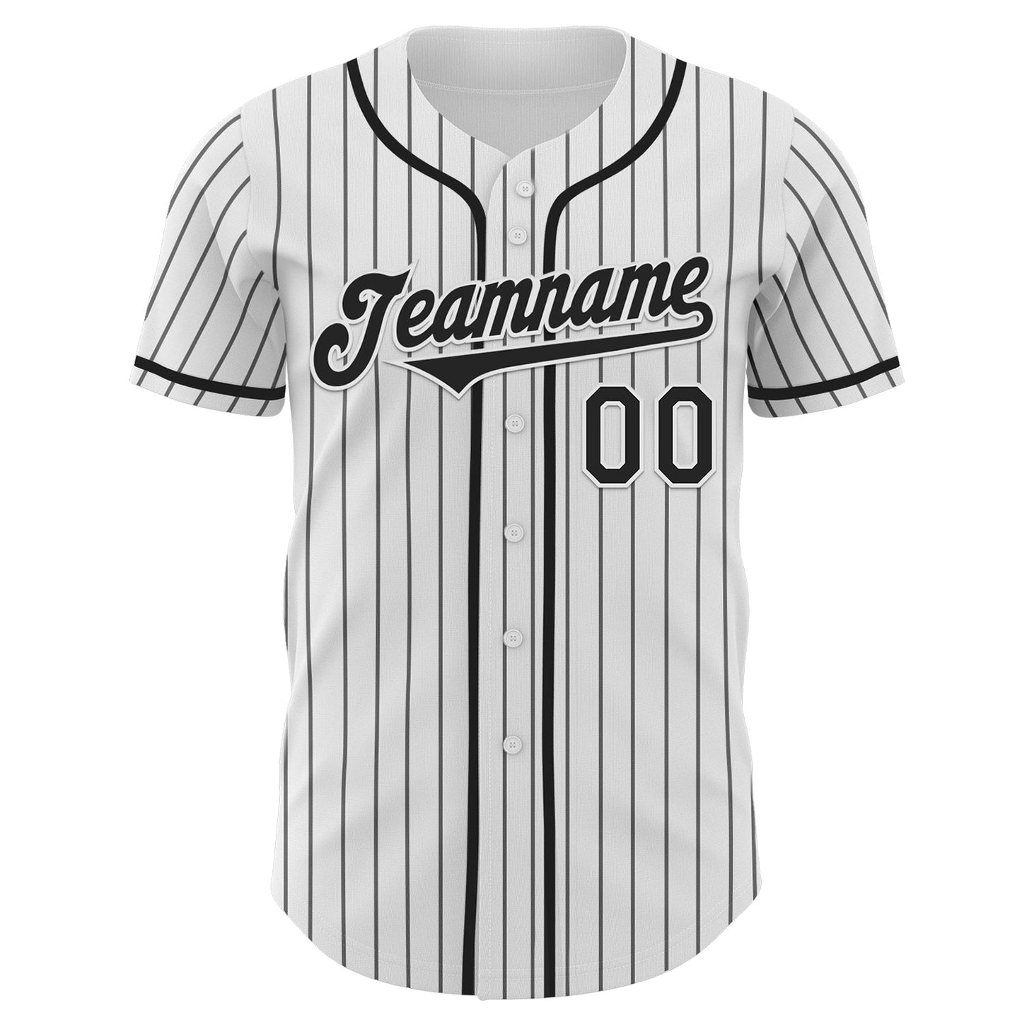 Custom White Black Pinstripe Black Authentic Baseball Jersey view 2