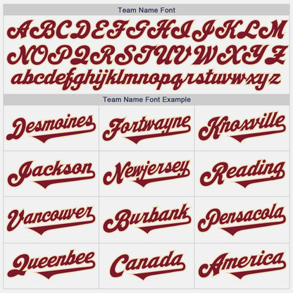 Custom White Crimson Pinstripe Cream Authentic Baseball Jersey view 4