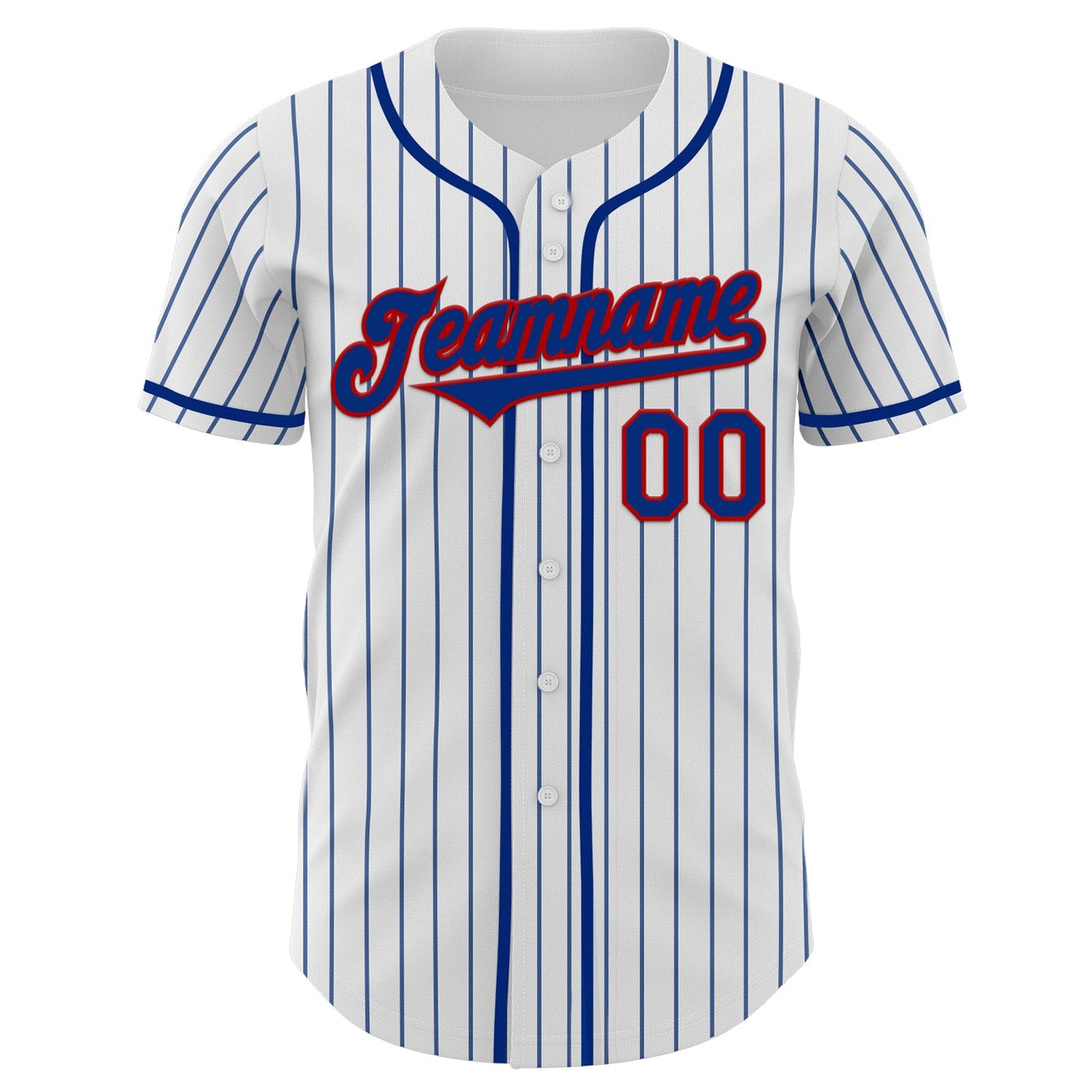 Custom White Royal Pinstripe Red Authentic Baseball Jersey view 2