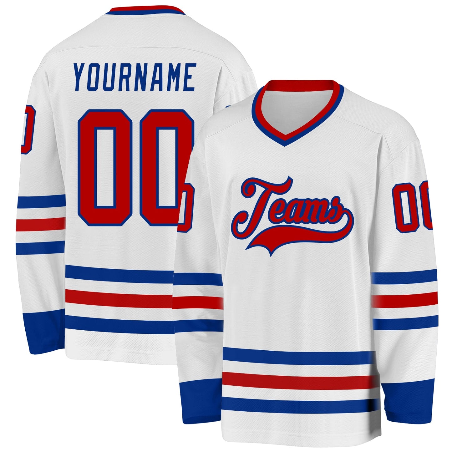 Custom White Red-Royal Hockey Jersey - Main View