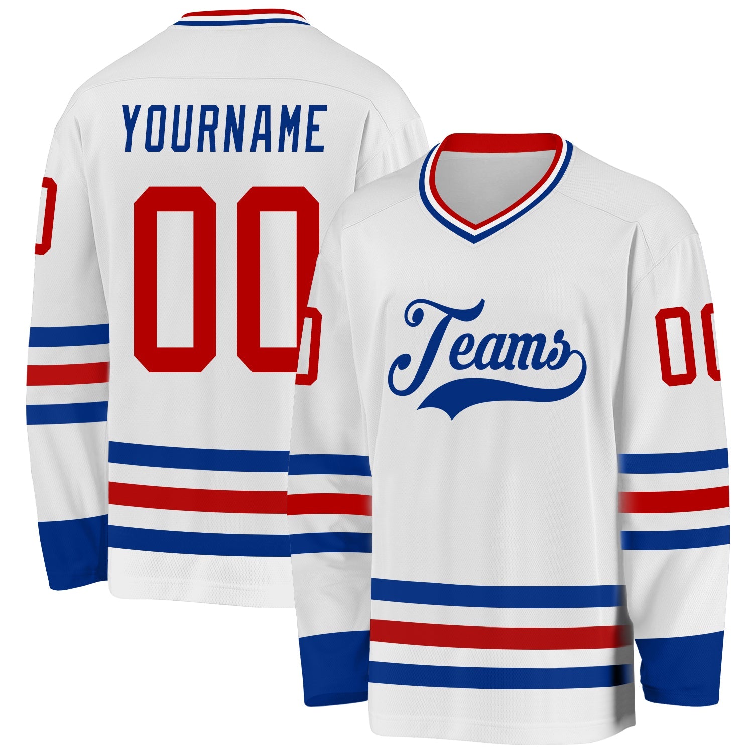 Custom White Red-Royal Hockey Jersey - Main View