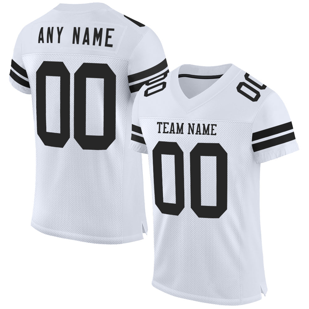 Custom White Black Mesh Authentic Football Jersey - Main View