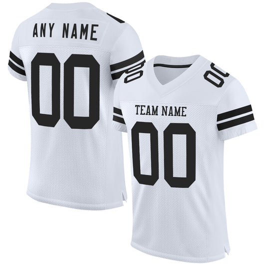 Custom White Black Mesh Authentic Football Jersey - Main View