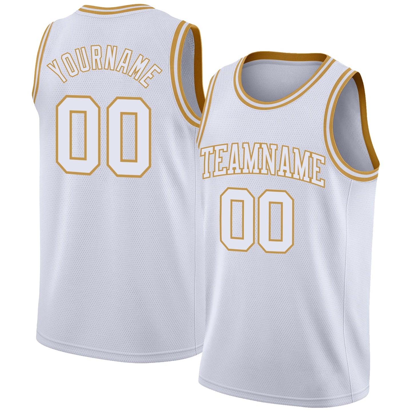 Custom White Old Gold Authentic Basketball Jersey - Main View
