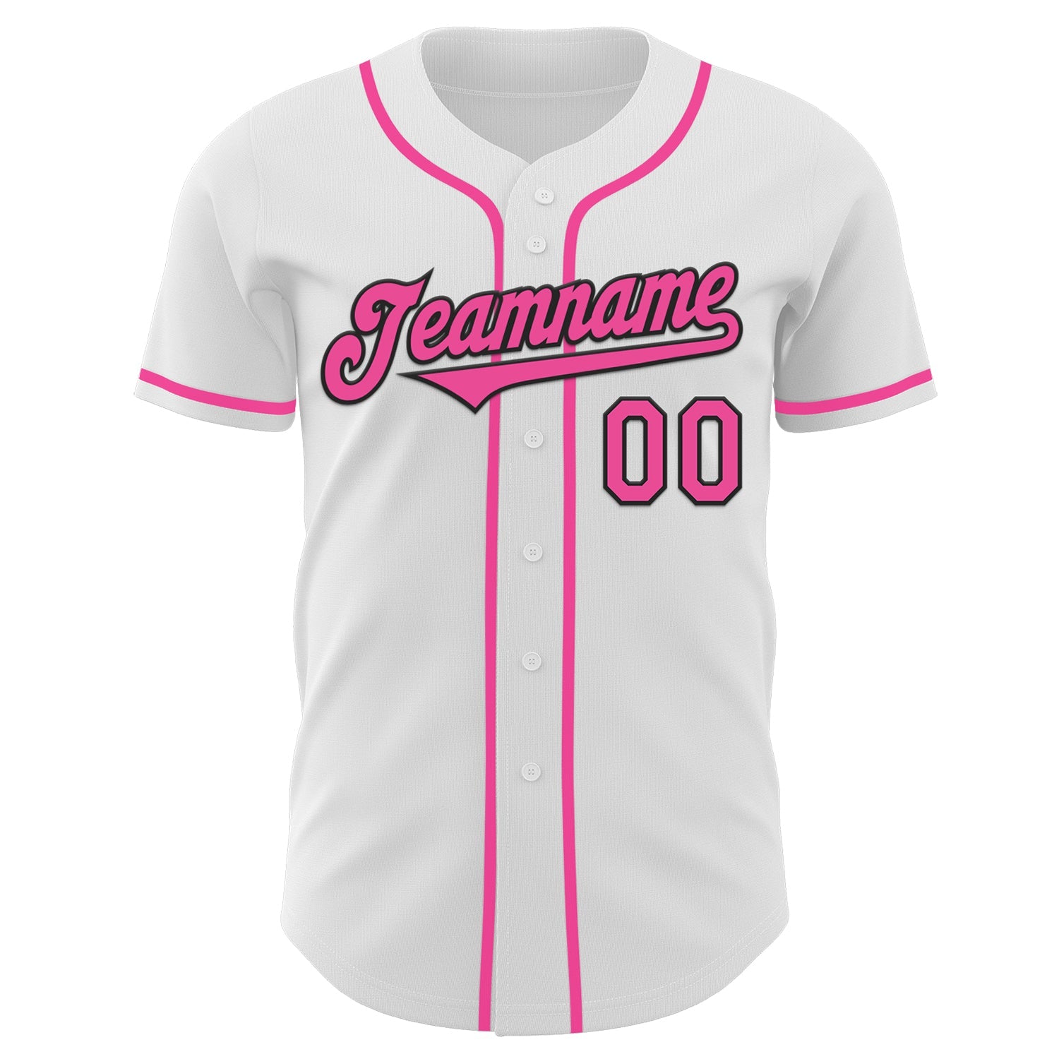 Custom White Pink-Black Authentic Baseball Jersey view 2