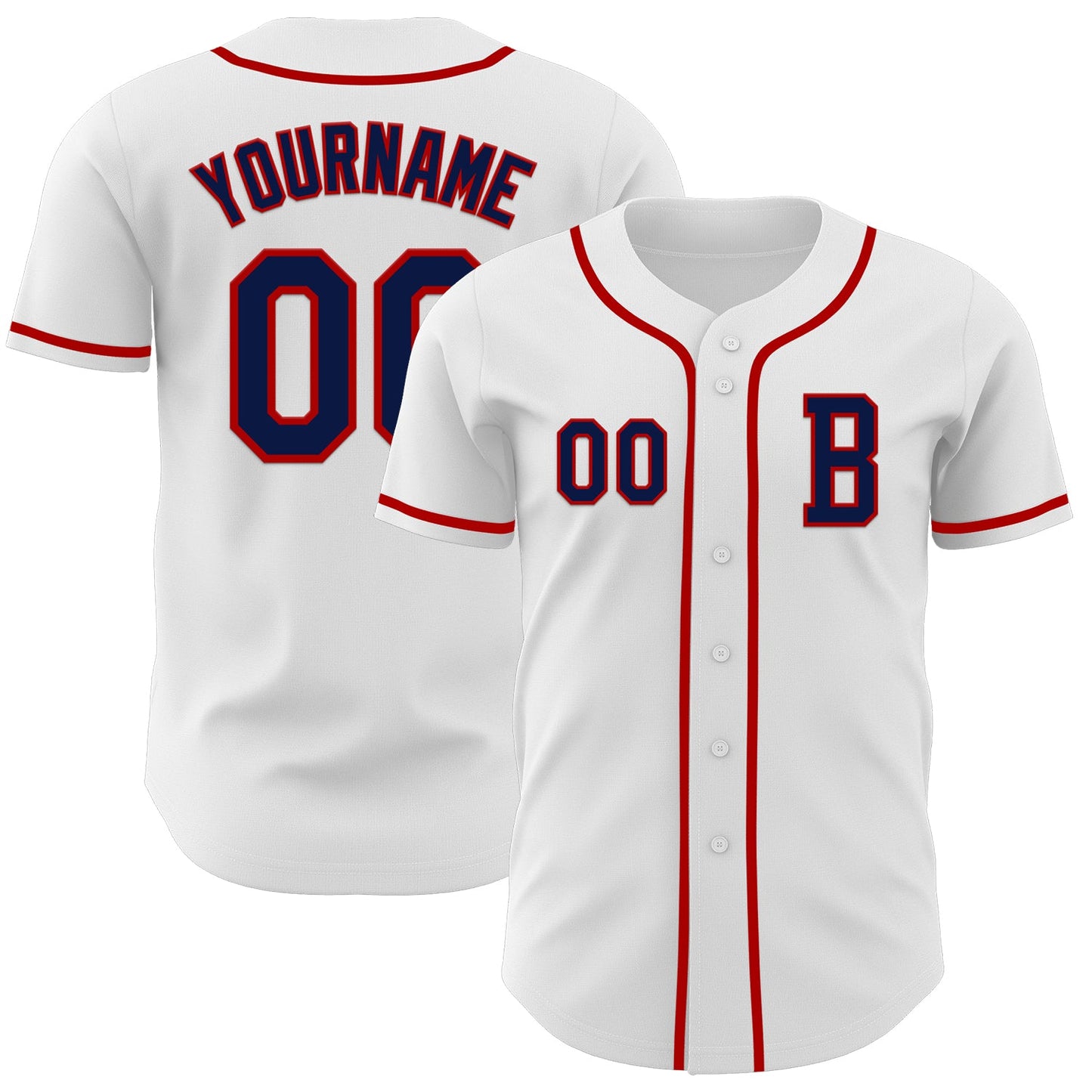 Custom White Navy-Red Authentic Baseball Jersey - Main View