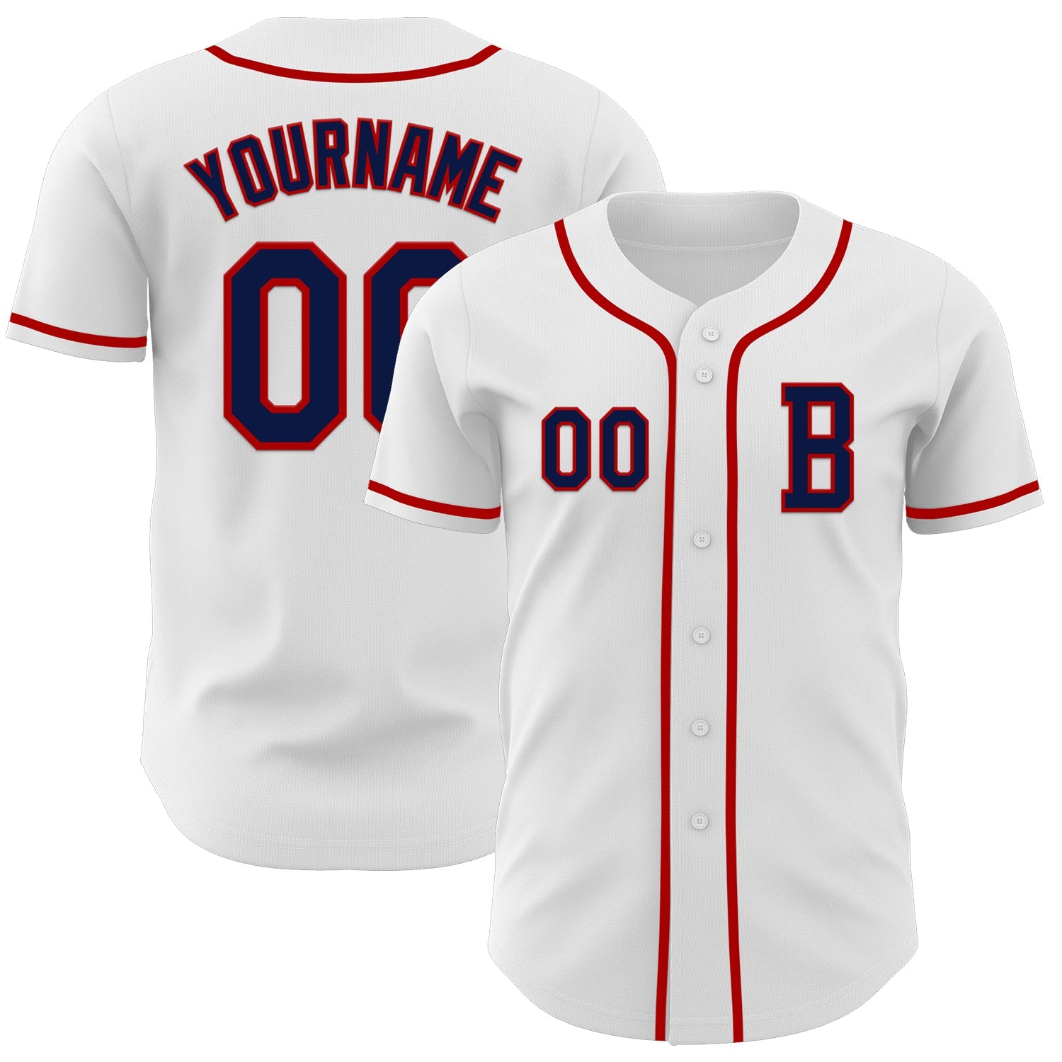 Custom White Navy-Red Authentic Baseball Jersey - Main View