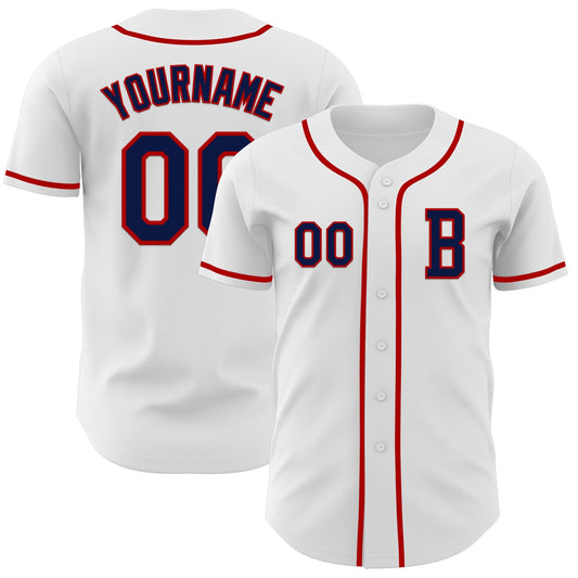 Custom White Navy-Red Authentic Baseball Jersey - Main View