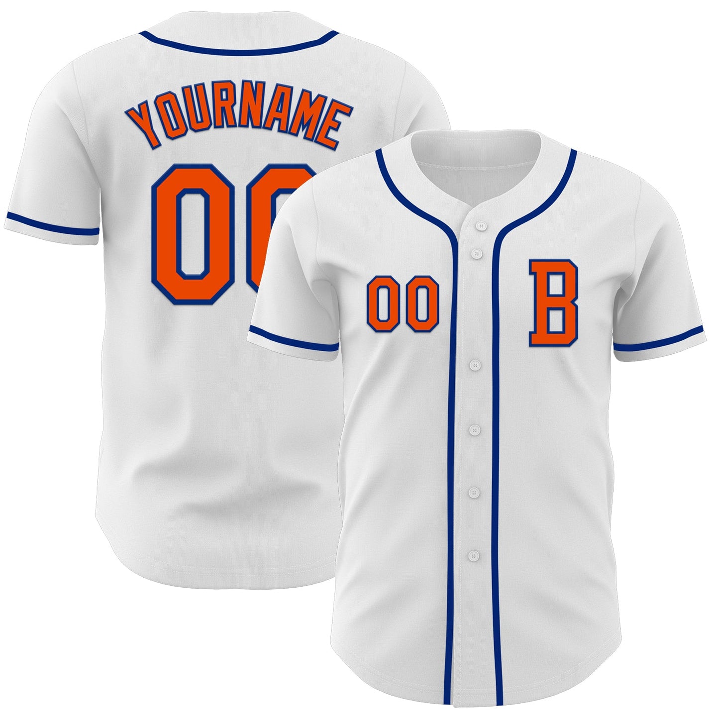 Custom White Orange-Royal Authentic Baseball Jersey - Main View