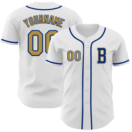 Custom White Old Gold-Royal Authentic Baseball Jersey - Main View