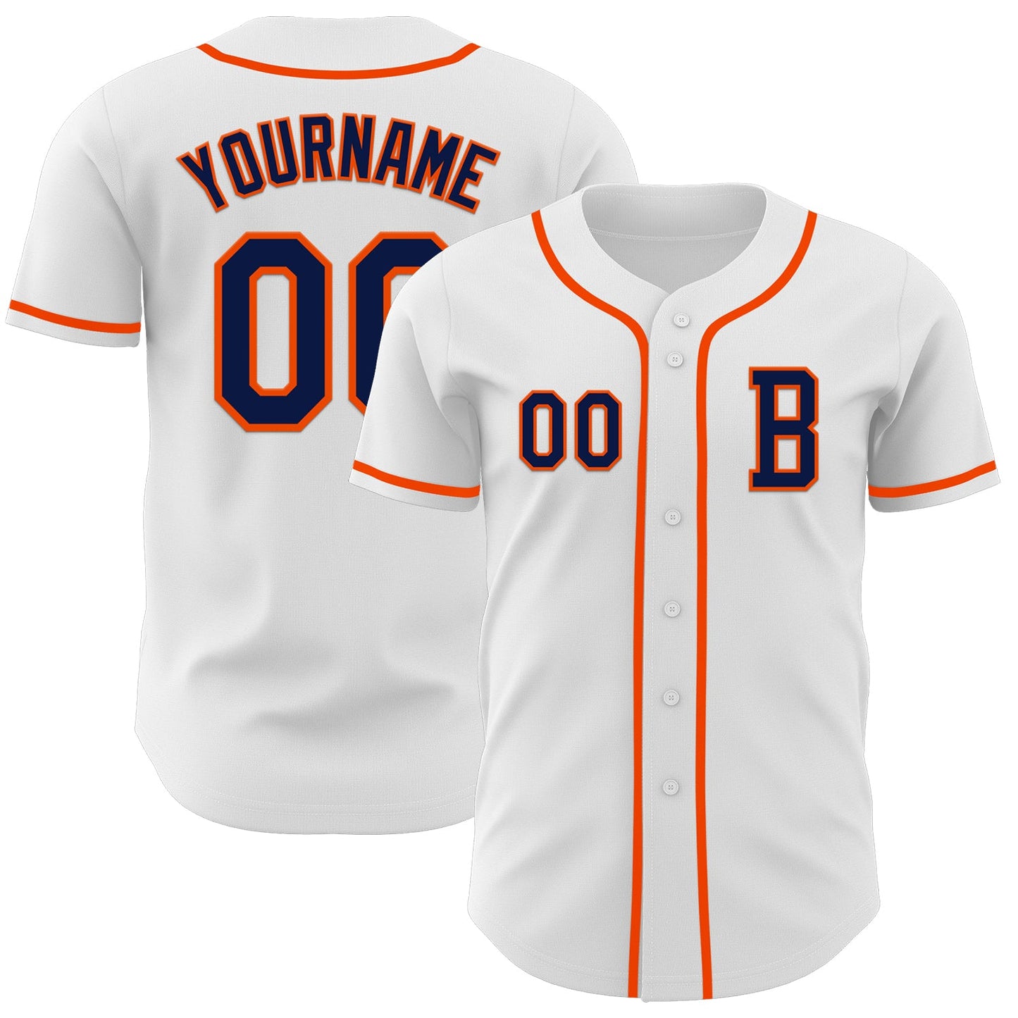 Custom White Navy-Orange Authentic Baseball Jersey - Main View