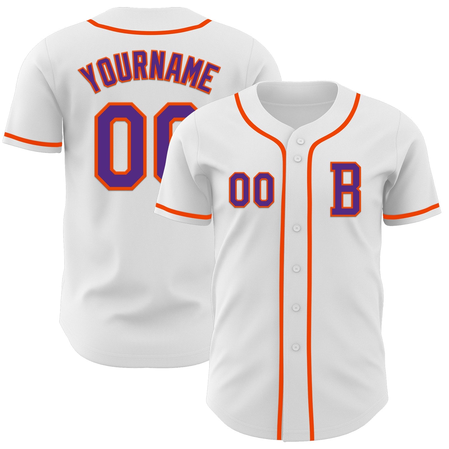 Custom White Purple-Orange Authentic Baseball Jersey - Main View