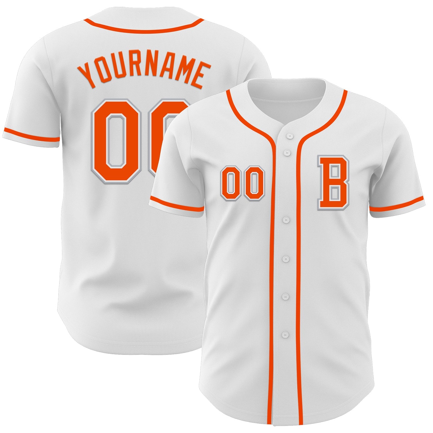Custom White Orange-Gray Authentic Baseball Jersey - Main View