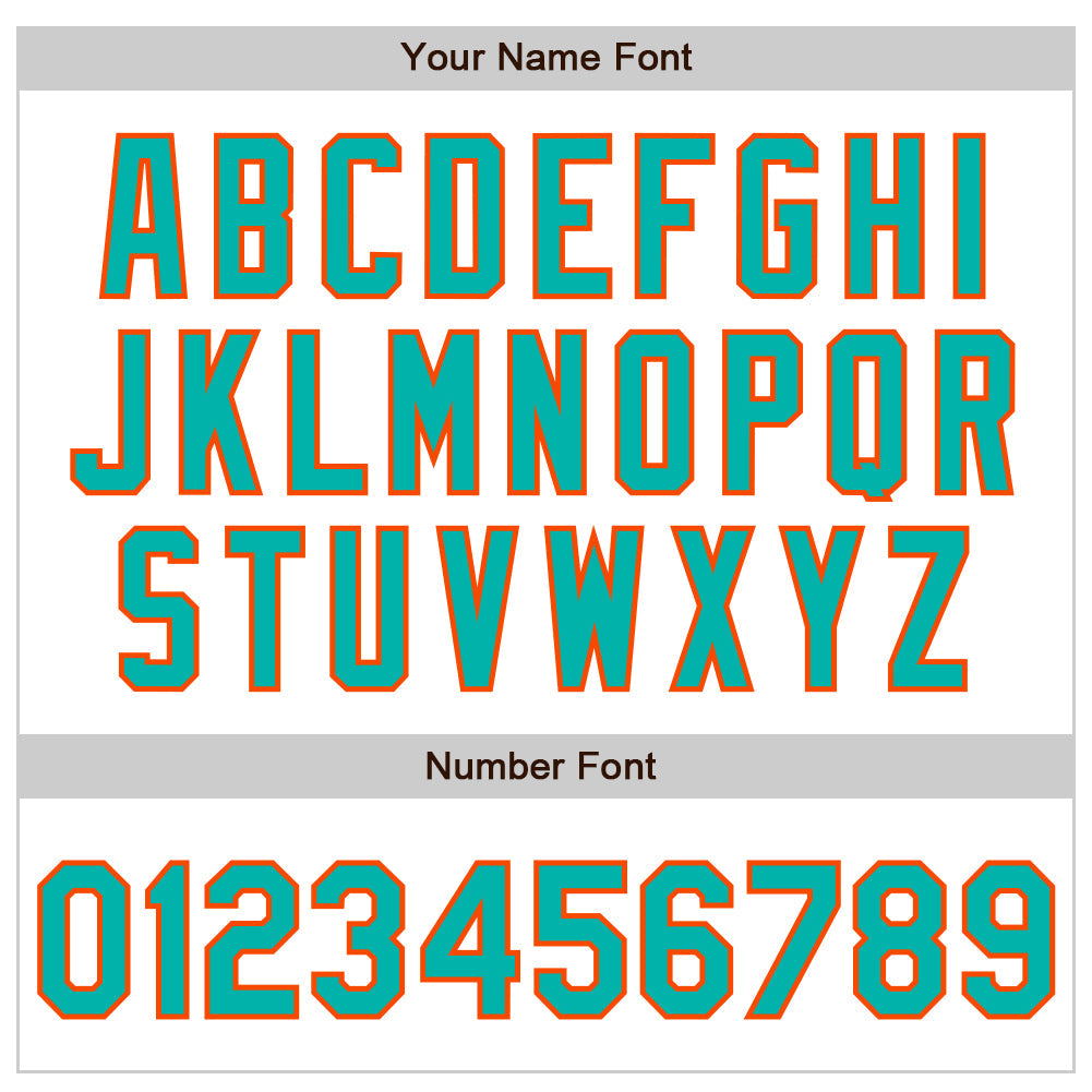 Custom White Aqua-Orange Authentic Baseball Jersey view 8