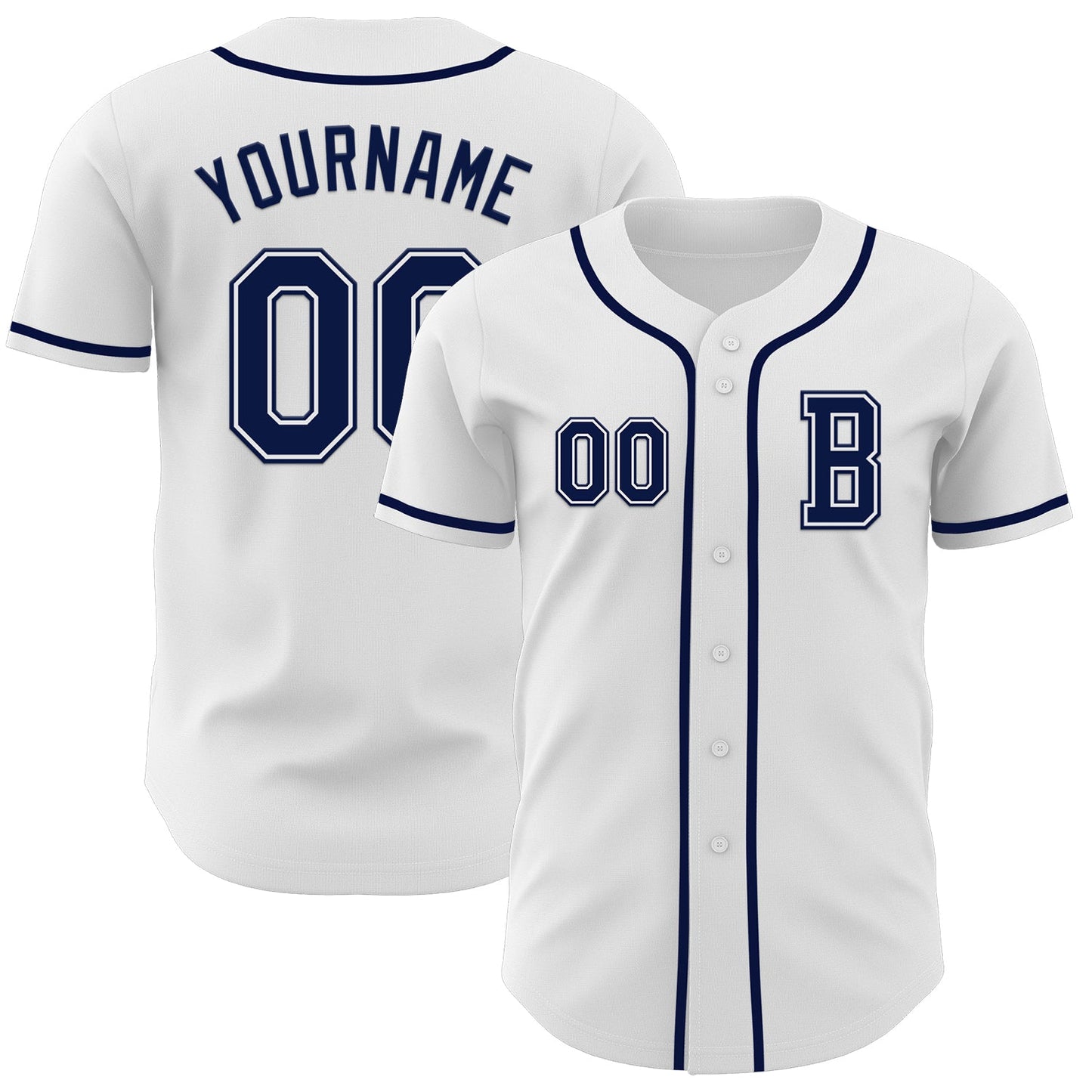 Custom White Navy Authentic Baseball Jersey - Main View