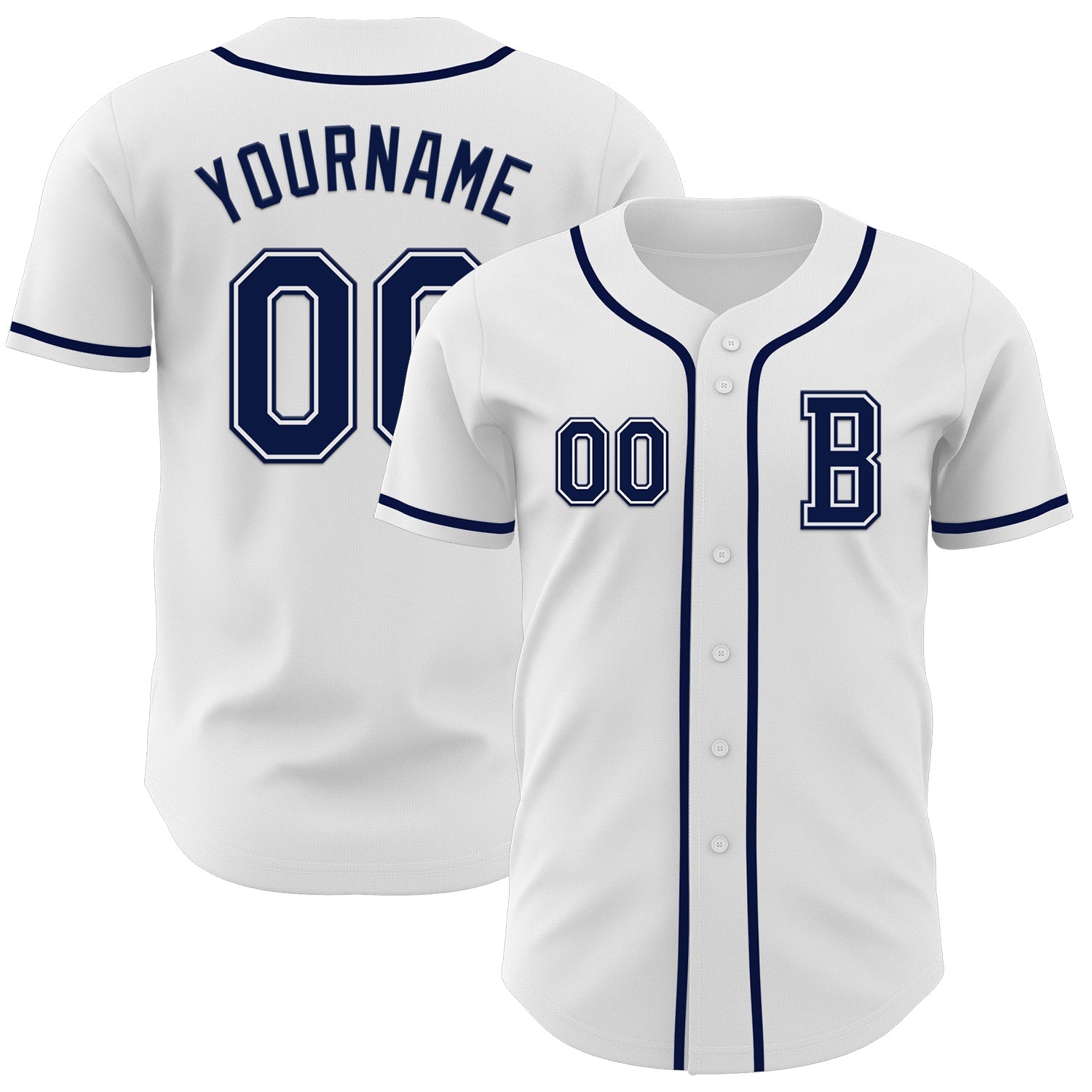 Custom White Navy Authentic Baseball Jersey - Main View