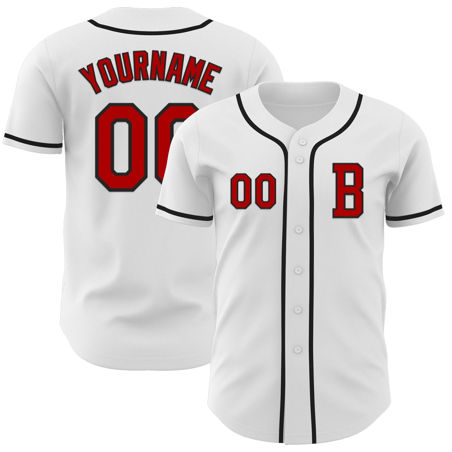 Custom White Red-Black Authentic Baseball Jersey - Main View