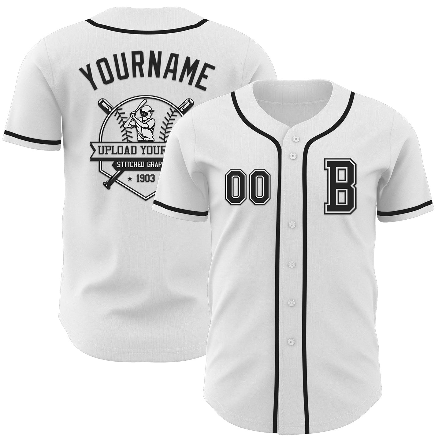 Custom White Black Authentic Baseball Jersey view 5