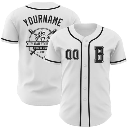 Custom White Black Authentic Baseball Jersey view 5