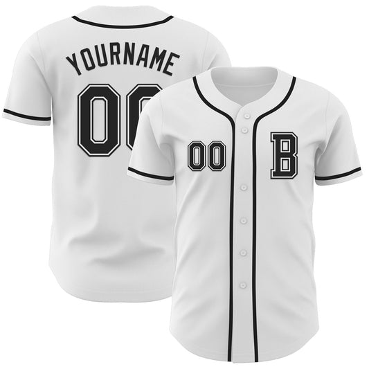 Custom White Black Authentic Baseball Jersey - Main View