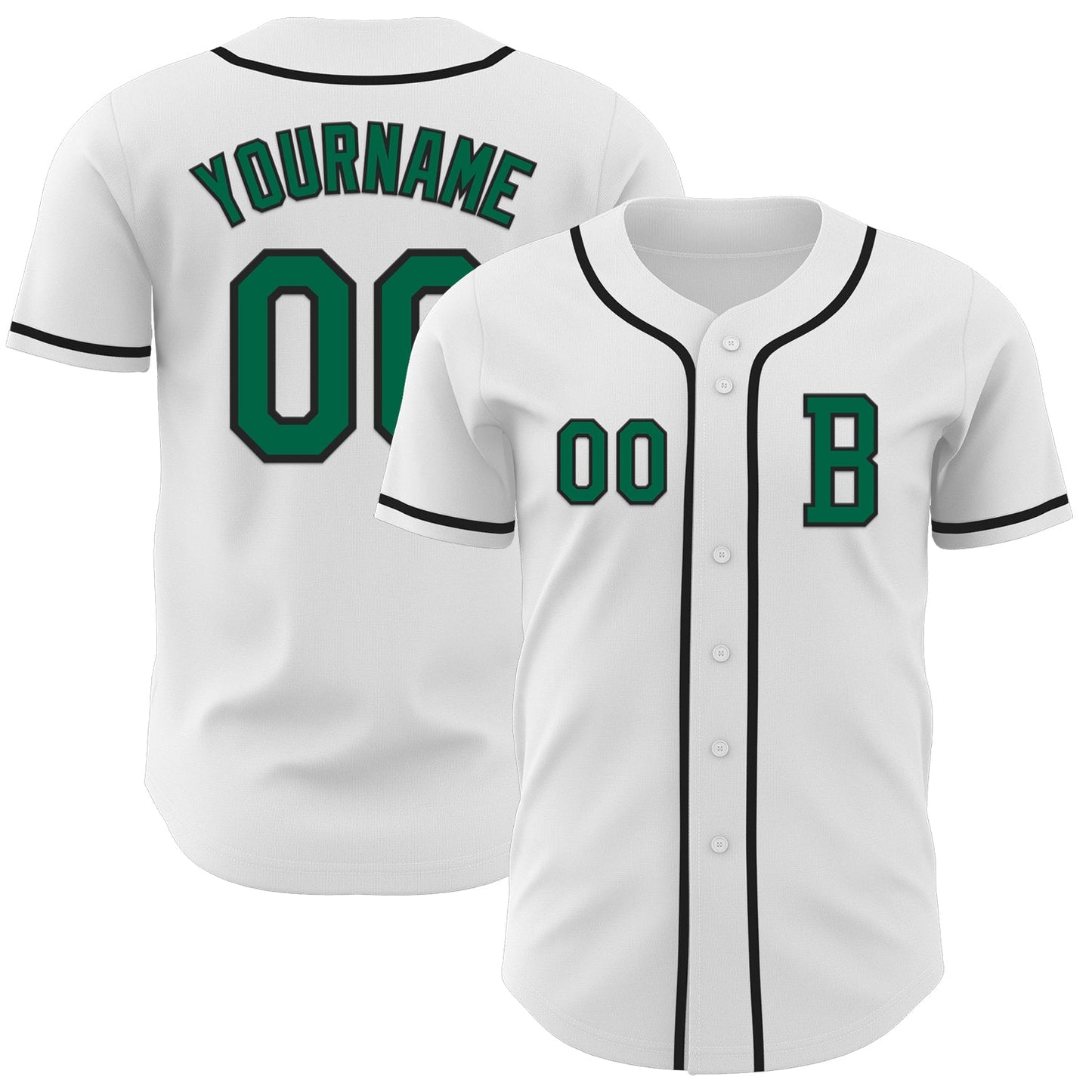 Custom White Kelly Green-Black Authentic Baseball Jersey - Main View