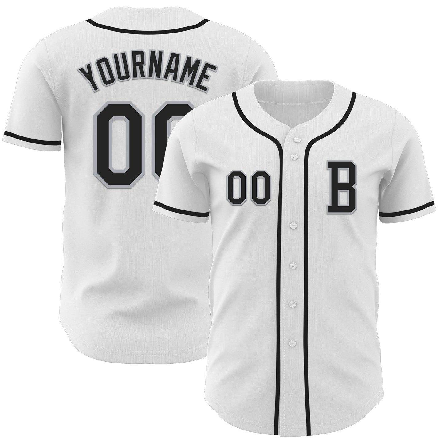 Custom White Black-Gray Authentic Baseball Jersey - Main View