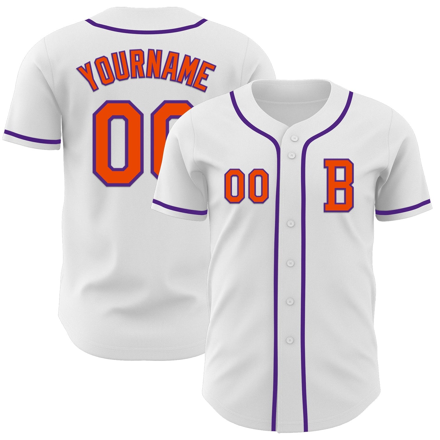 Custom White Orange-Purple Authentic Baseball Jersey - Main View