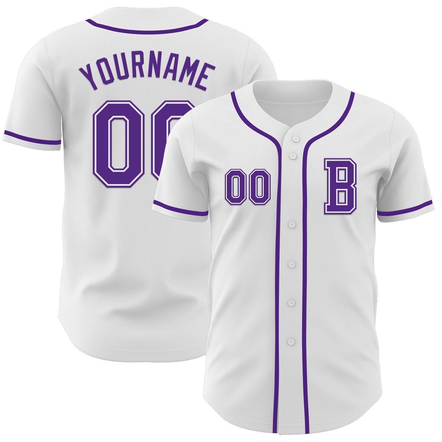 Custom White Purple Authentic Baseball Jersey - Main View