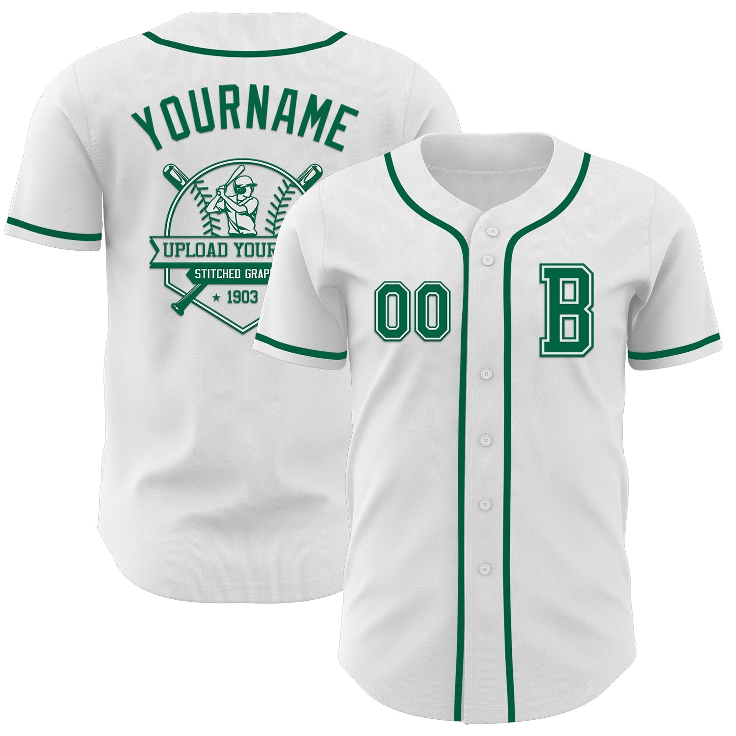 Custom White Kelly Green Authentic Baseball Jersey view 5