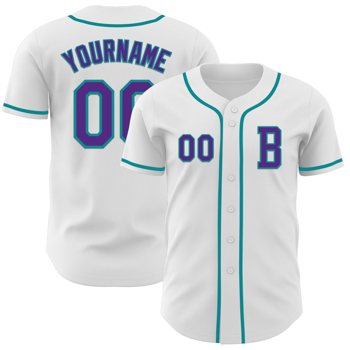 Custom White Purple-Teal Authentic Baseball Jersey - Main View