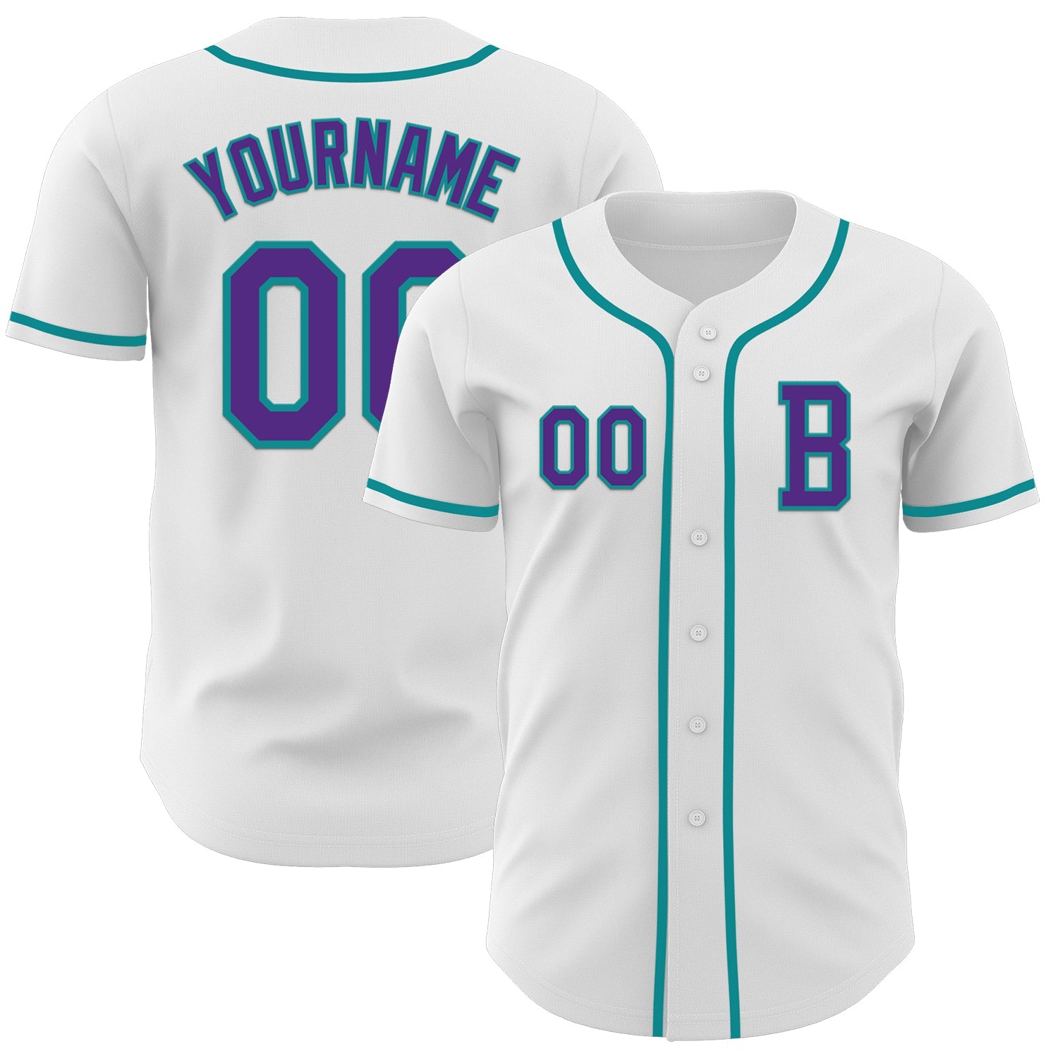 Custom White Purple-Teal Authentic Baseball Jersey - Main View