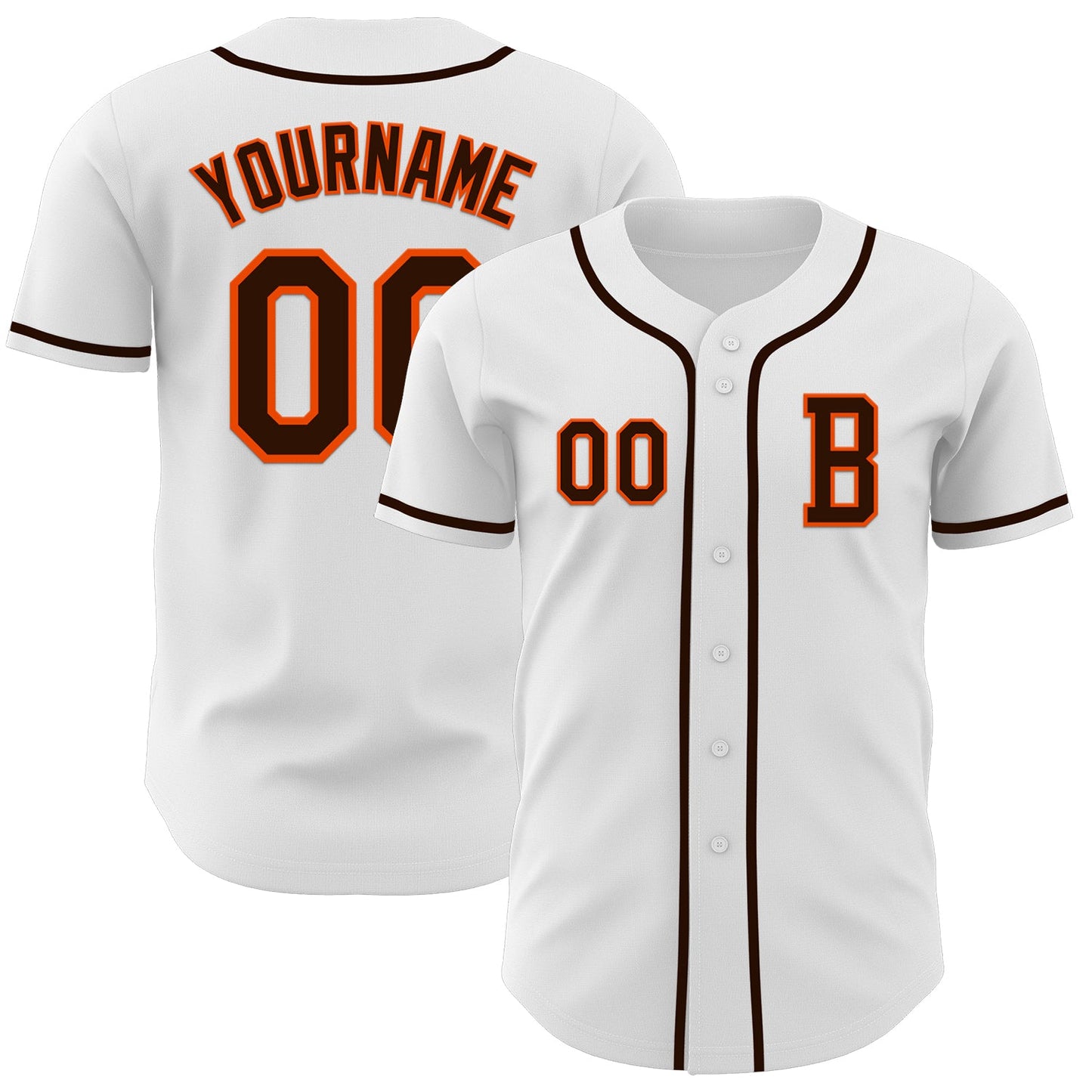 Custom White Brown-Orange Authentic Baseball Jersey - Main View