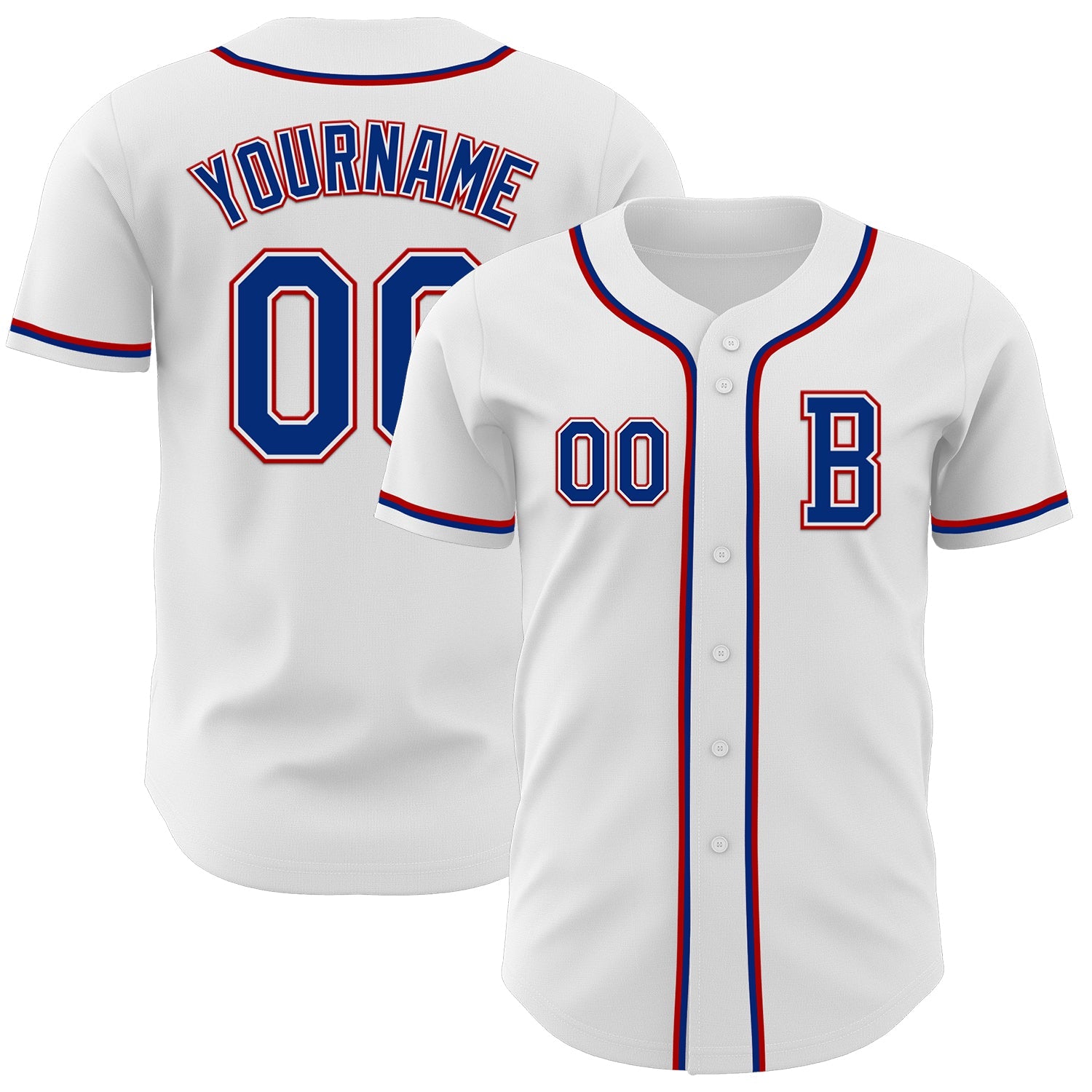 Custom White Royal-Red Authentic Baseball Jersey - Main View