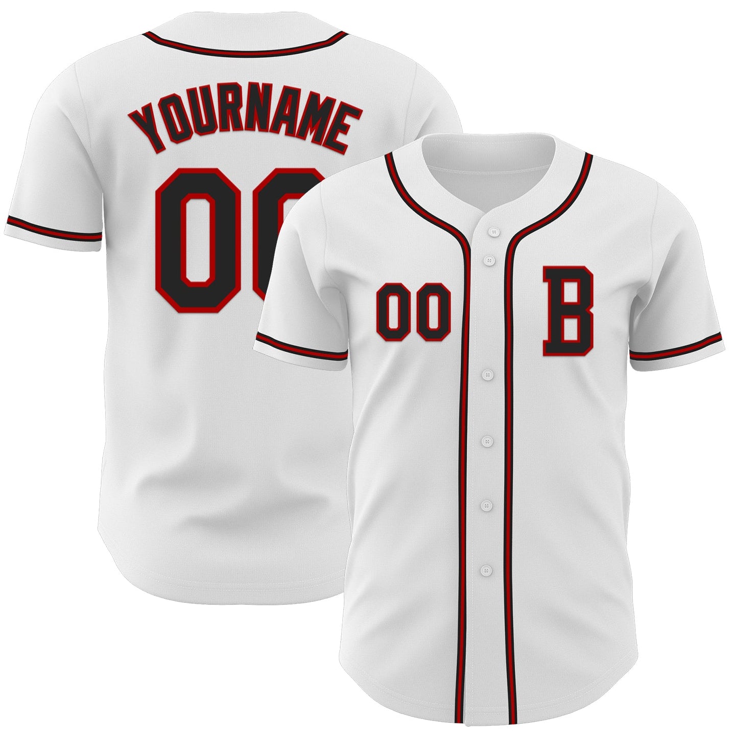 Custom White Black-Red Authentic Baseball Jersey - Main View