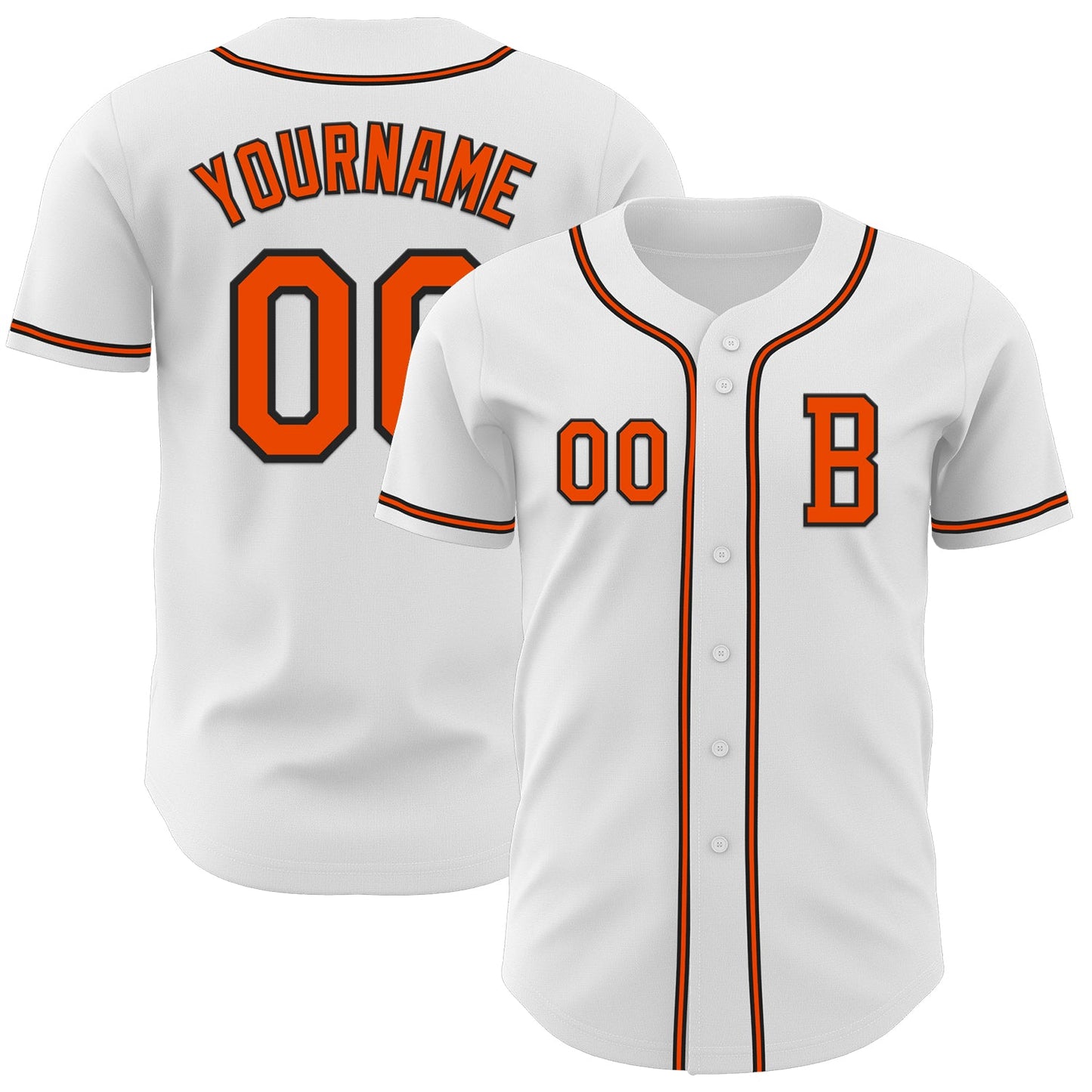 Custom White Orange-Black Authentic Baseball Jersey - Main View